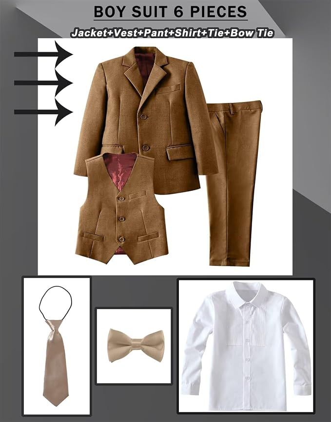 Boys Suit Set Slim Fit Kids Formal Suits Toddler Tuxedo Wedding Prom Classic - Image 3