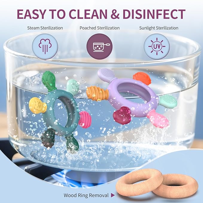 akolik Teething Toys for Babies, Baby Teethers Toy Teething Ring Silicone - Image 5