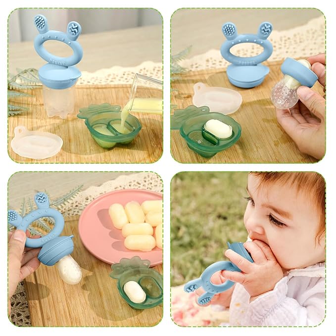 Haakaa Baby Fruit Food Feeder & Mini Freezer Nibble Tray Combo, Breastmilk - Image 2