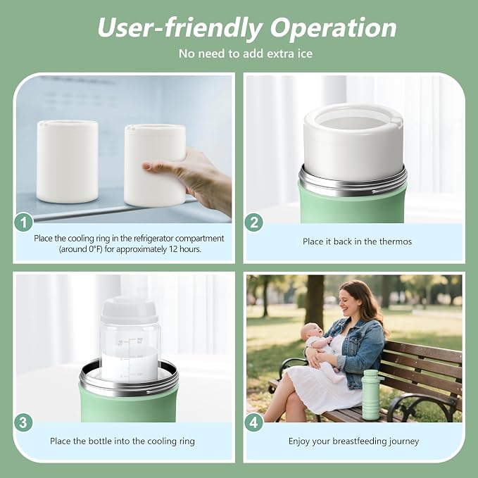 22oz Portable Breastmilk Cooler Bottle, Stainless Steel Breast Milk Chiller - Image 5