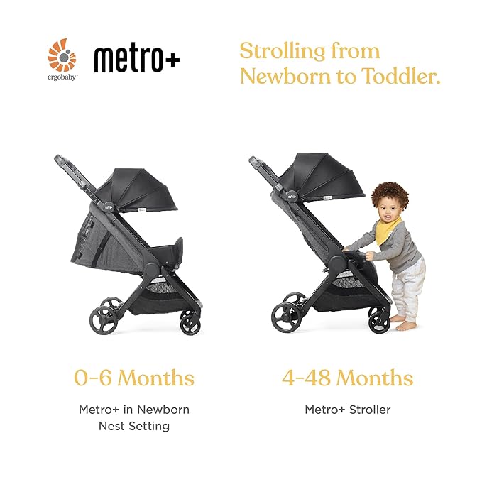 Ergobaby Metro+ Compact Baby Stroller, Lightweight Umbrella Stroller Folds Down - Image 2
