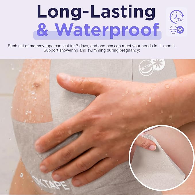 OK TAPE Pregnancy Belly Tape, Hypoallergenic Precut Belly Band Support - Image 2