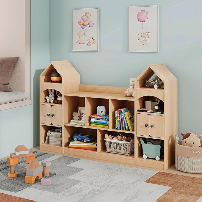 Vabches Kids Bookcase and Toy Storage Organizer, Children Bookshelf, Castle - Image 3
