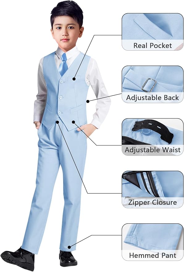 YuanLu Boys Suit for Kids Tuxedo Wedding Ring Bearer Outfit, 5 Piece Boy Slim - Image 4