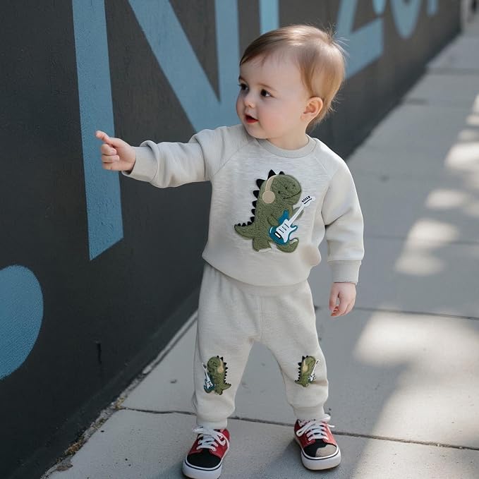 Nyapruwe Toddler Baby Boy Fall Outfit Funny Print Long Sleeve Sweatshirt - Image 4