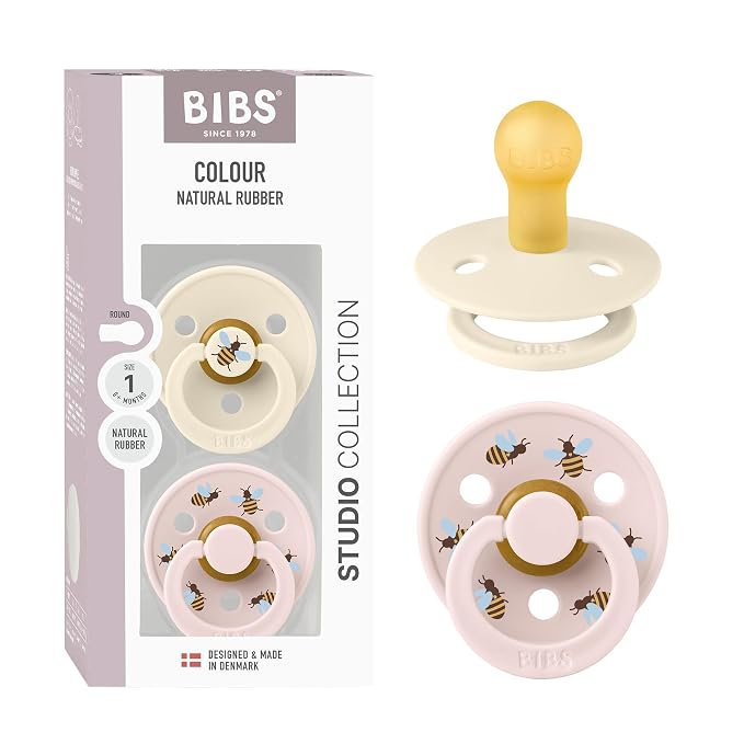 BIBS Studio Soother 2-Pack, BPA Free Dummy Pacifier, Round Nipple. Natural by BIBS