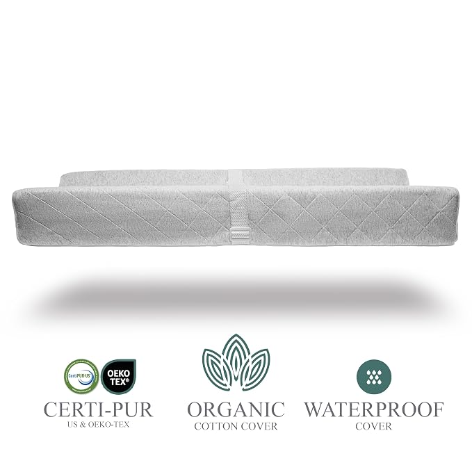 Organic Cotton Contoured Baby Changing Pad w/Waterproof Foam Mattress, Includes - Image 2