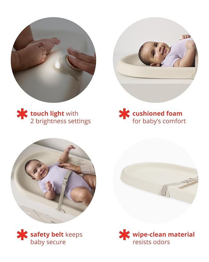 Skip Hop Baby Changing Pad Nursery Style Light-Up Wipeable and Contoured - Image 3