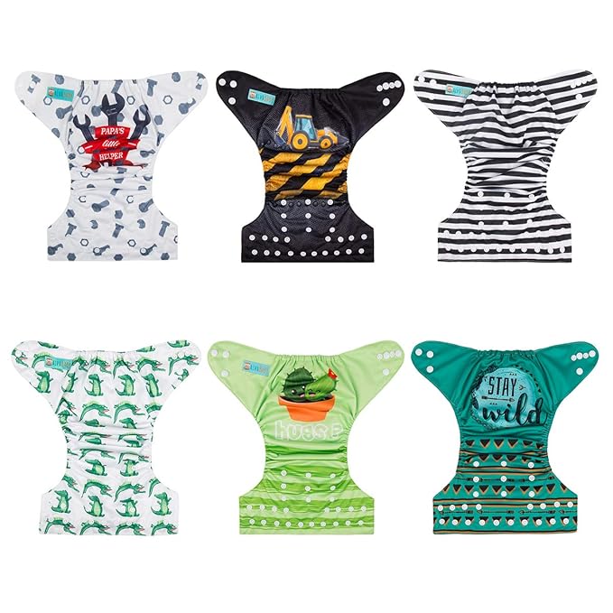 ALVABABY 6 Pack with 12 Inserts Baby Diaper Pocket Cloth Diapers Reusable - Image 3