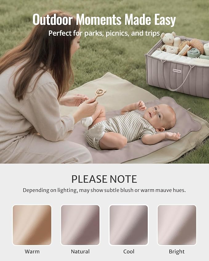 Blissful Diary Vegan Leather Portable Changing Pad, Wipeable & Waterproof Baby - Image 4