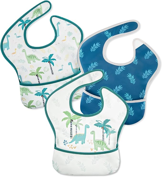 Mess Proof Baby Bib 3 Pack, Waterproof Led Weaning Baby Feeding Bibs by CivaruaKids