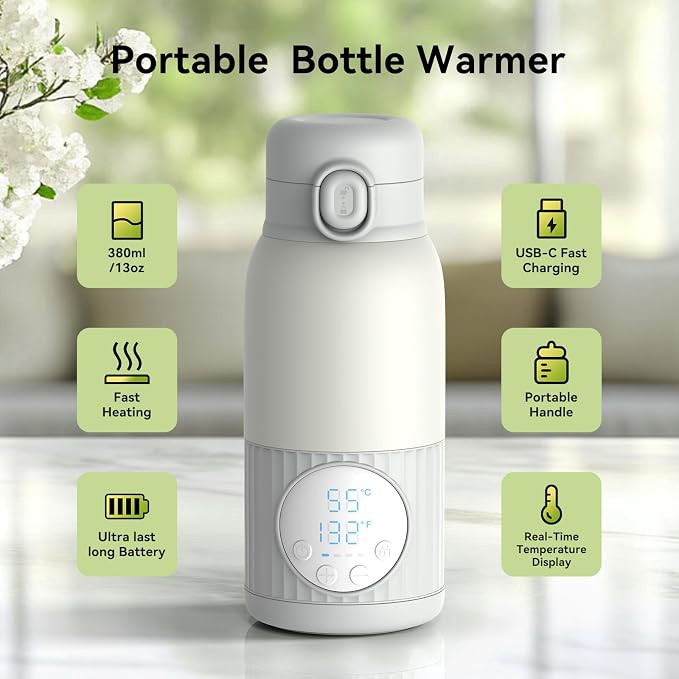 Portable Bottle Warmer for Travel, Fast Heating & Precise Temp Control for Baby - Image 7