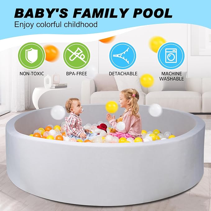 Foam Ball Pit for Toddlers Kids Children, CALEPTONG 47.2"x 13.8" Super Large - Image 3