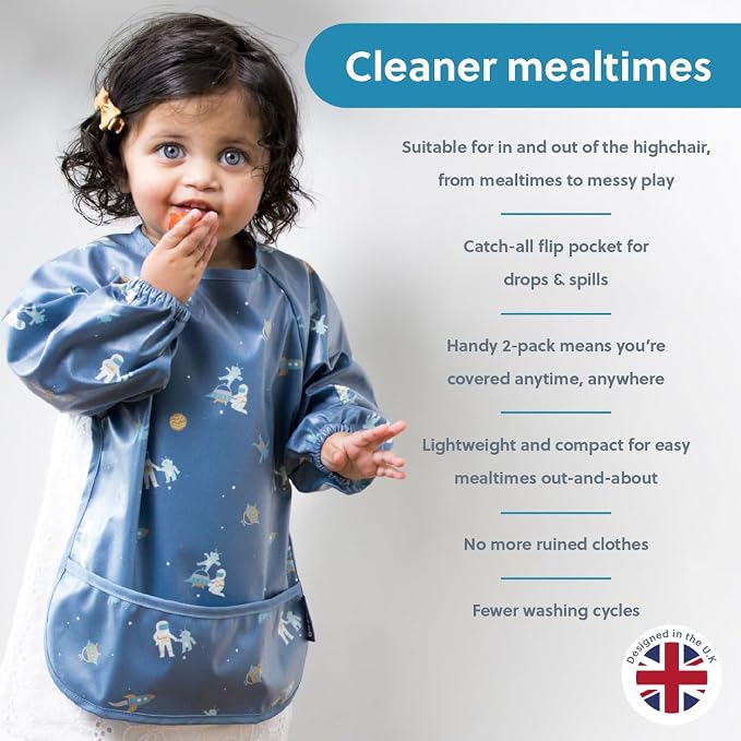 BIBaDO Mess Proof Baby Bib, 2 Pack Long Sleeve Bib, 6 month - Image 3