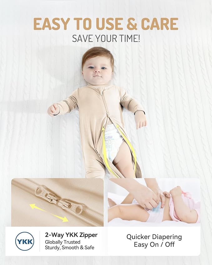 HAPIU Rayon from Bamboo Baby Footed Pajamas, 2 Way Zipper YKK, Footie - Image 4