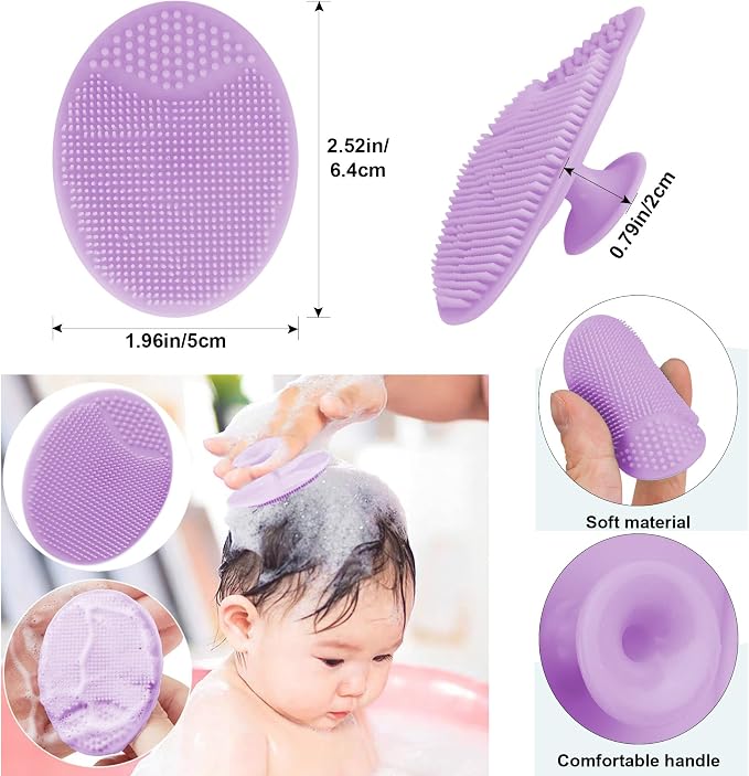 Baby Hair Brush and Purple Cradle Cap Brush Set - Image 7