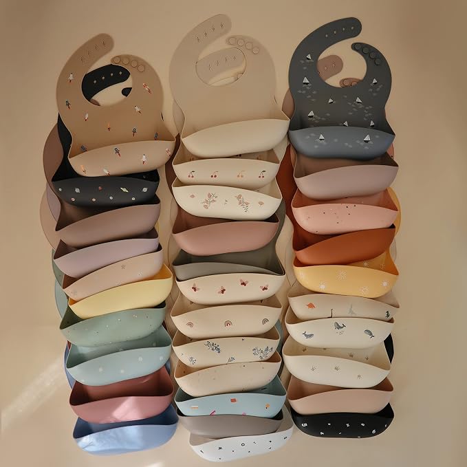 mushie Silicone Baby Bib | Adjustable Fit Waterproof Bibs - Image 9