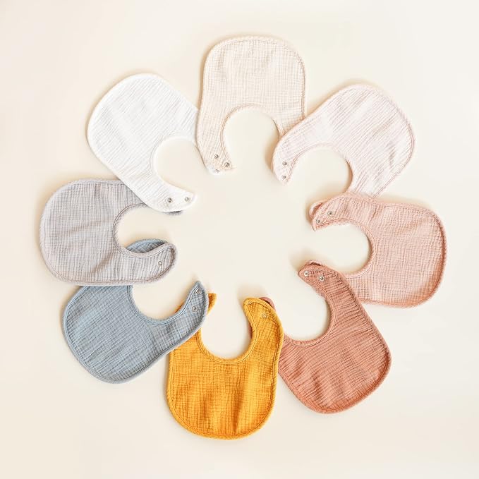 Konssy Muslin Baby Bibs 8 Pack Baby Bandana Drool Bibs Cotton - Image 7