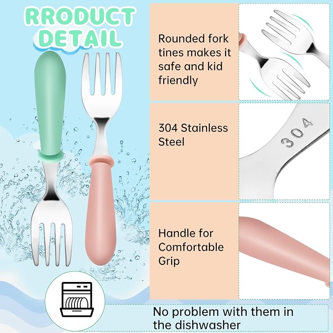 12PCS Toddler Forks Toddler Utensils, Stainless Steel Baby Forks, Kids - Image 3