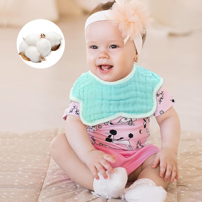 Baby Bibs Muslin Bibs for Baby Girl Boy for Drooling and Teething 10 Pack - Image 5