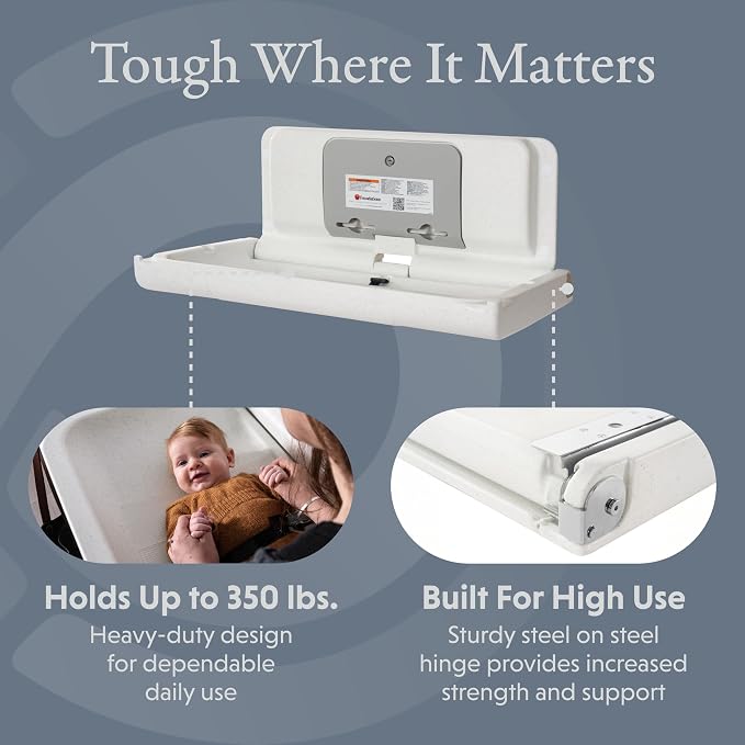 Foundations Ultra Horizontal Wall Mounted Baby Diaper Changing Station - Image 3