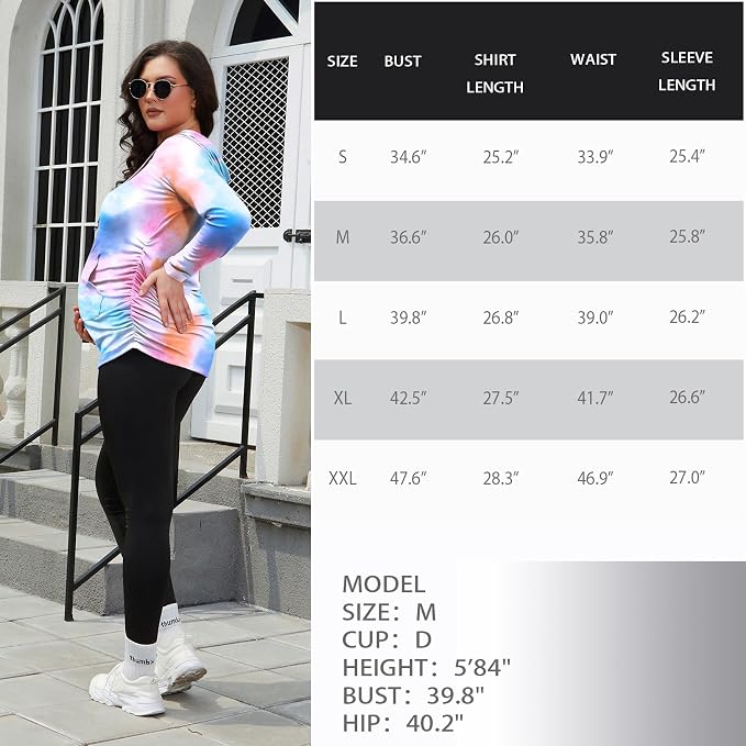 GINKANA Maternity Hoodie Long Sleeves Shirts Casual Maternity Top Pregnancy - Image 7
