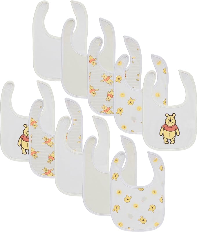 Disney 10-Pack Mickey Mouse Baby Bibs – Ten Soft, and Adjustable Cotton Bibs by Disney