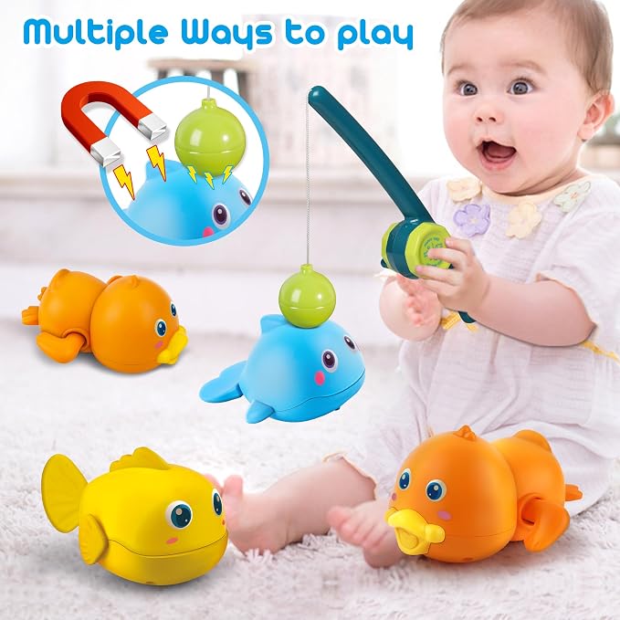 Dwi Dowellin Bath Toys for Toddlers, Magnetic Fishing Games Kids Bathtub Toys - Image 2