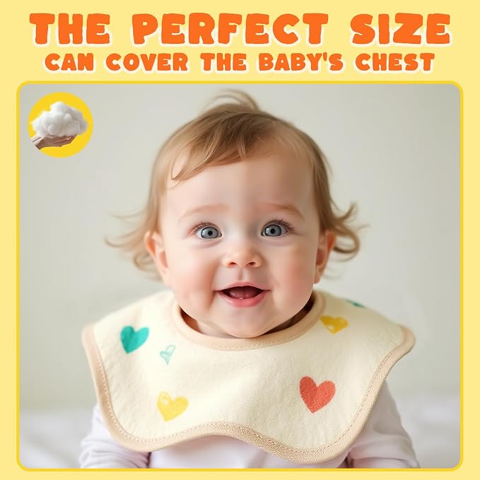 EllieHouse Baby Bibs for Girls Boys 8 Pack Muslin Drool Teeth Drooling Teething - Image 2