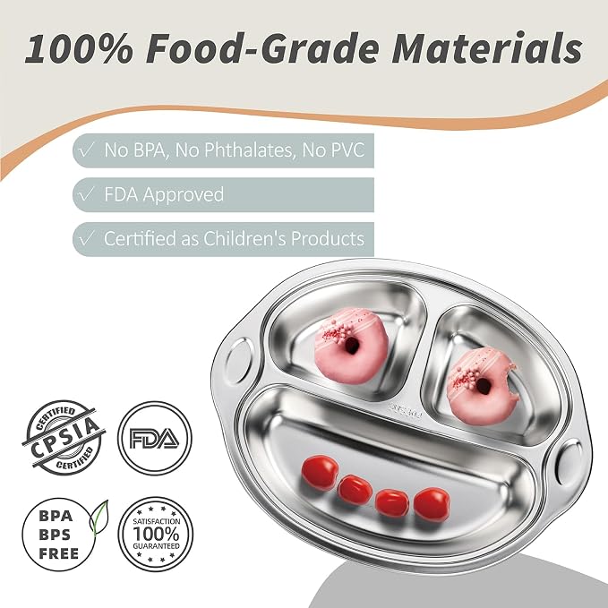 MR. CHOU Stainless Steel Baby Suction Plate, Divided Plates - Image 4