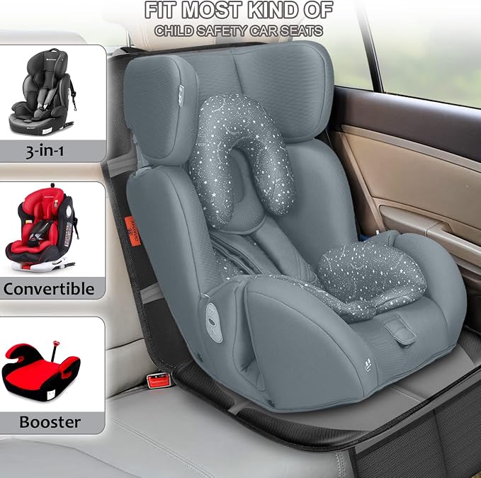 Car Seat Protector, 2 Pack Automotive Seat Protectors Baby Carseat Pad - Image 4