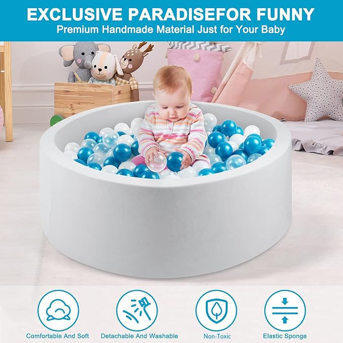 Foam Ball Pit for Toddlers, 35.4"x 11.8" Soft Round Ball Pit for Baby Children - Image 3