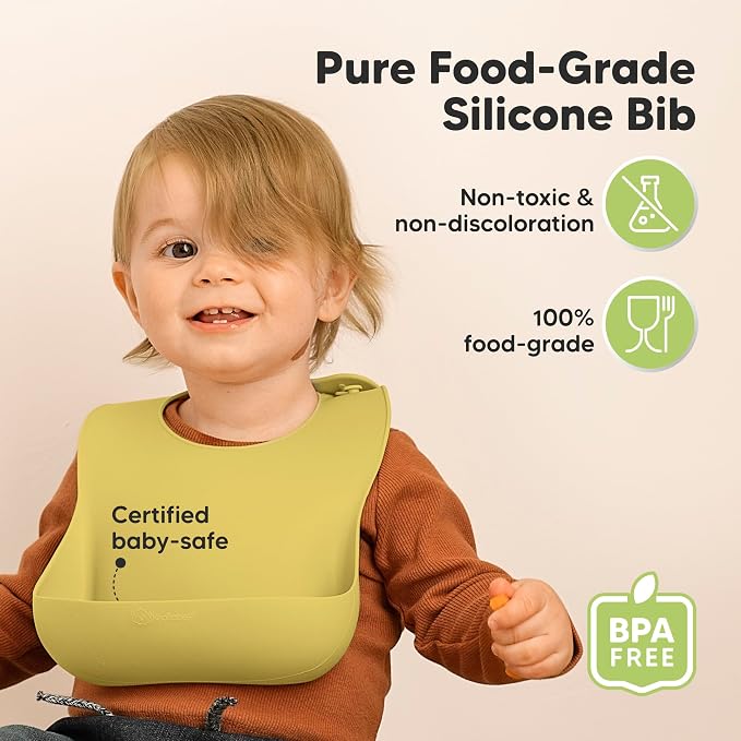KeaBabies 2-Pack Silicone Baby Bibs - Image 2