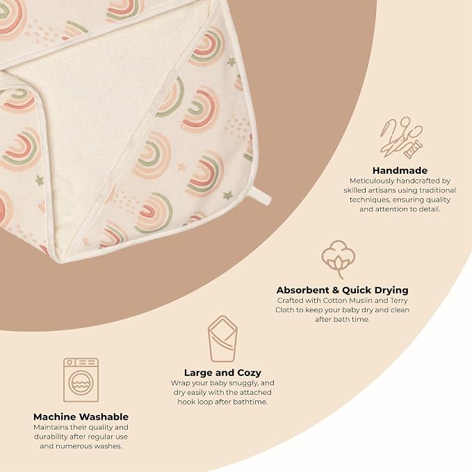 Crane Baby Hooded Towel, 100% Cotton & Terry Cloth Hooded Baby Towels - Image 2
