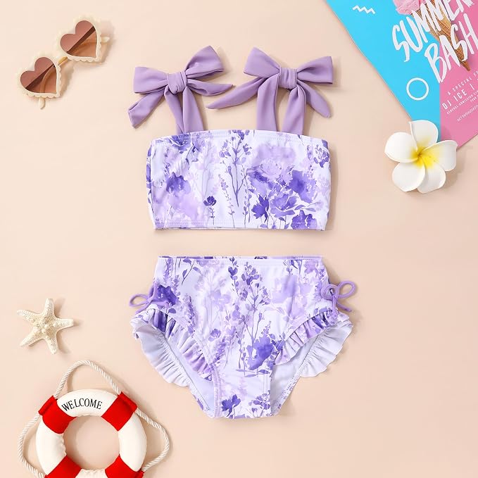 Toddler Swimsuit Girl Color Block Stripe Swimwear Baby Girl Summer Beach - Image 2
