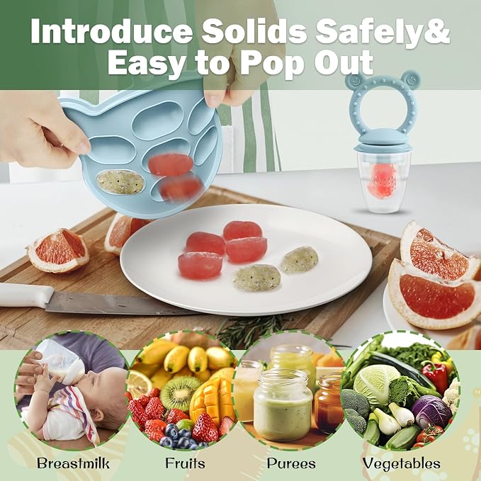 JEXFUN Silicone Baby Fruit Food Feeder Pacifier & Breastmilk Popsicle Freezer - Image 4