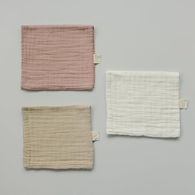 Mebie Baby Burp Cloths, Dusty Rose Print 3-Pack, Muslin Burp Cloth Set - Image 5