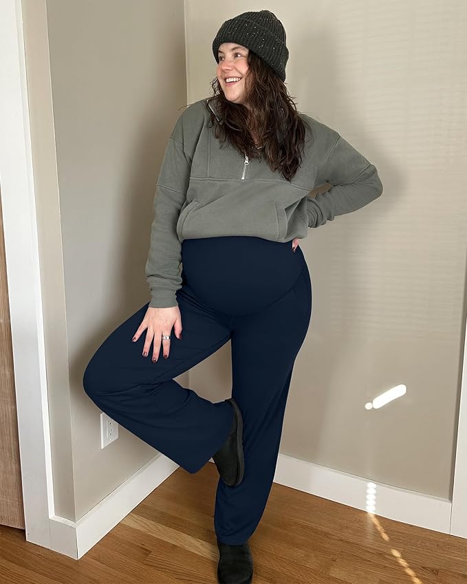G4Free Maternity Pants Over The Belly Yoga Dress Work Pregnancy Pants Stretchy - Image 3