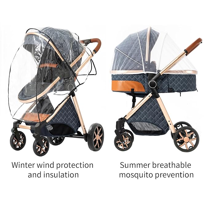 2 in 1 Baby Stroller with Bassinet Mode, Reversible Infant Pram, One-Click - Image 8