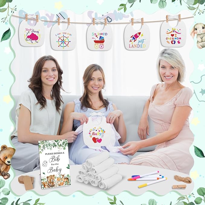Baby Shower Game Sign Blank Bib DIY Set Newborn Essentials Stuff - Image 5