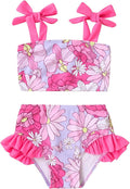 YOUNGER TREE Toddler Girls Two Pieces Swimsuit Color Block Stripe Swimwear by YOUNGERTREE