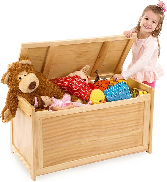 Melissa & Doug Toy Chest, Wooden Toy Storage Box - Image 6