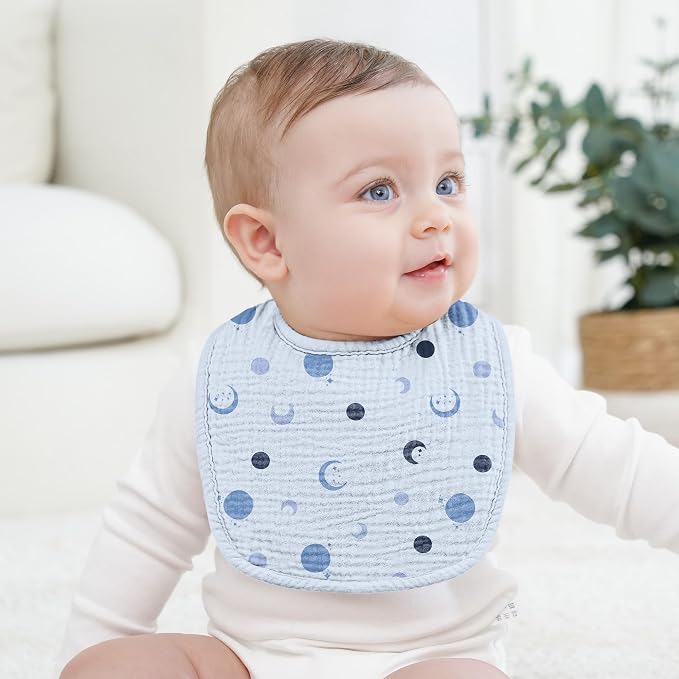100% Cotton Muslin Baby Bibs 10-Pack Baby Drool Bibs - Image 4