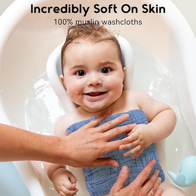 Muslin Baby Washcloths 6 Pack, 100% Cotton Wash Cloths - Image 2