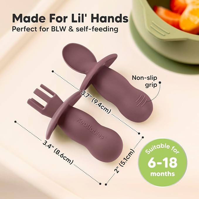 KeaBabies 4-Pack Silicone Baby Spoons and Forks Set - Image 3