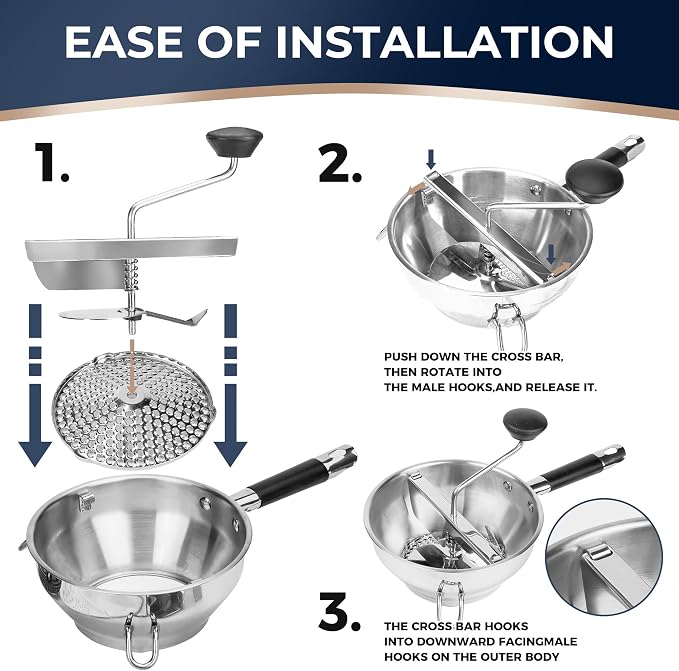 Food Mill Stainless Steel With 3 Grinding Discs and Complete Canning Supplies - Image 5