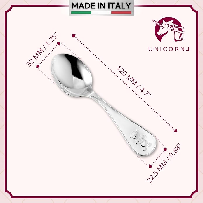Sterling Silver Baby Spoon Fork Set Teddy Bear Design Personalized Engravable | - Image 2