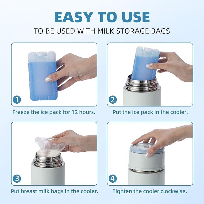 Portable Breast Milk Cooler, Stainless Steel Breastmilk Storage Keeps - Image 5