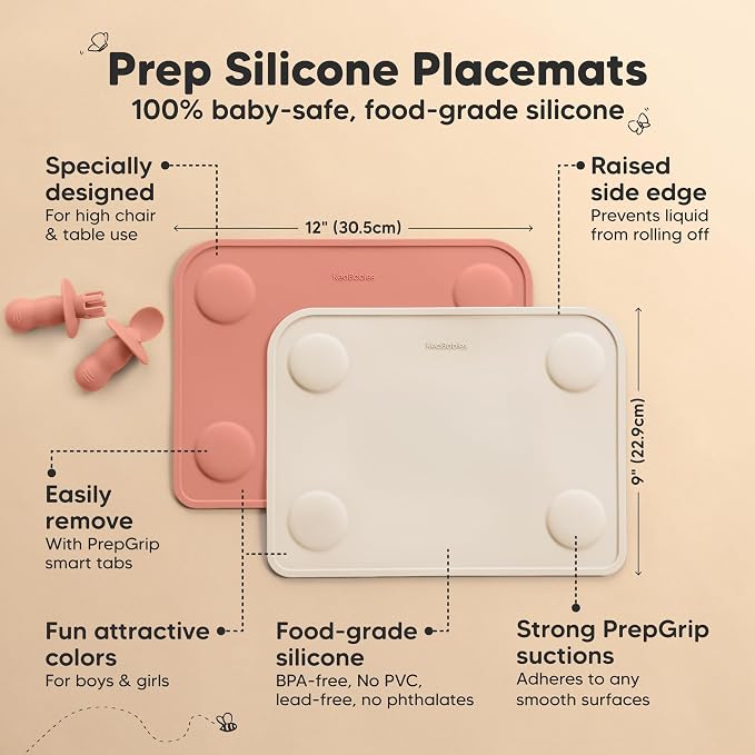 KeaBabies 2-Pack Silicone Placemats - Image 2