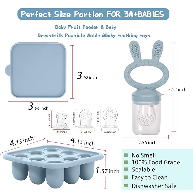 WAJIAYON Baby Breastmilk Popsicle Molds & Babies Fruit Feeder, Infant Food - Image 3